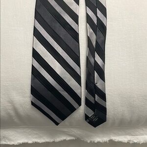 Black and Silver Striped Men's Tie